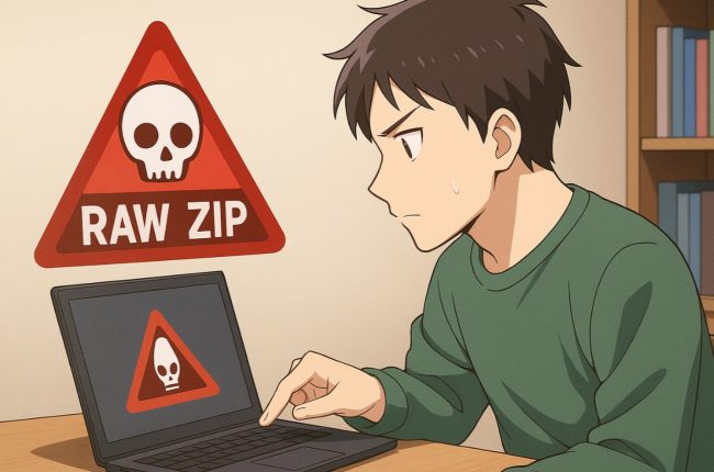 危険なrawやzipの違法コピー